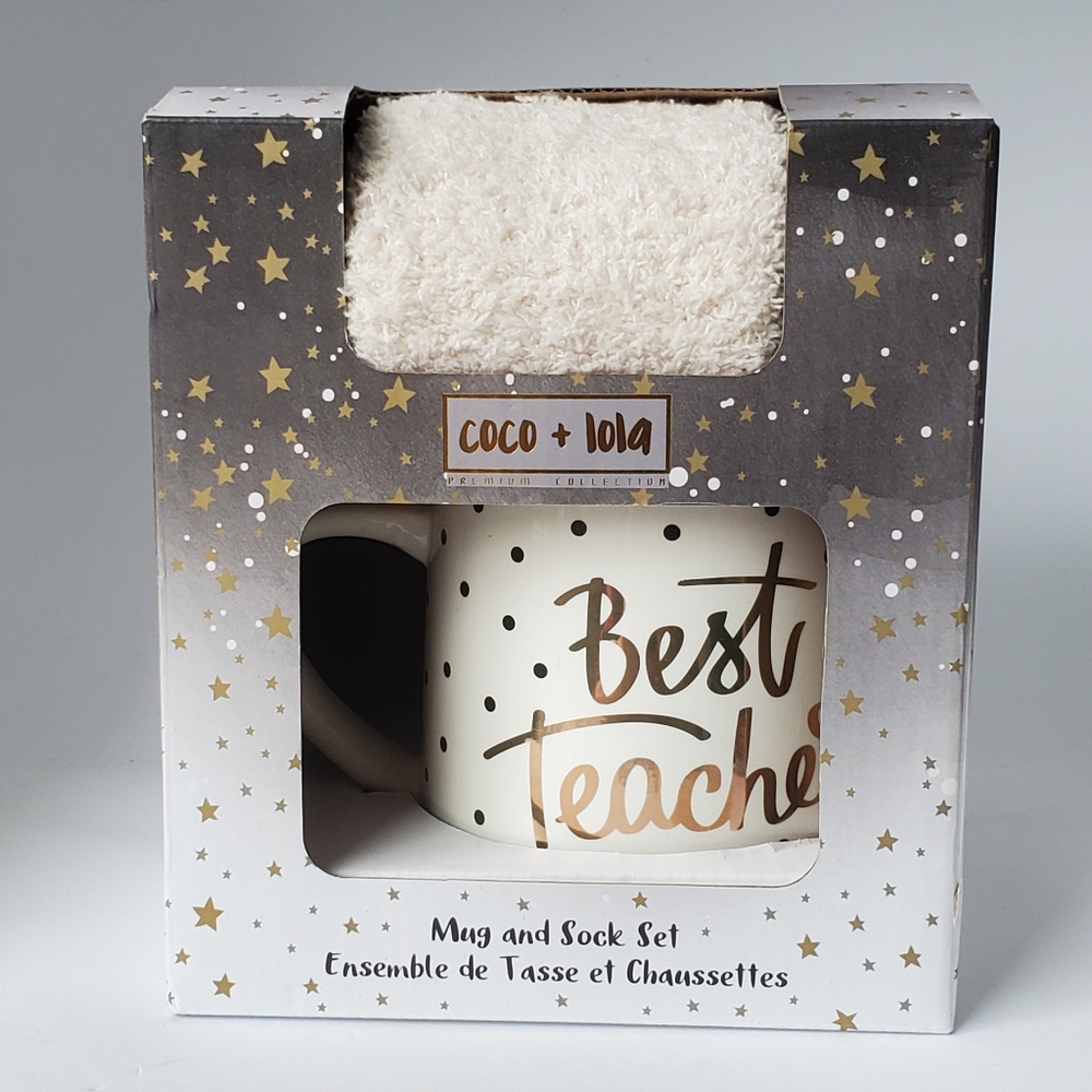 Coco + Lola Best Teacher Mug And Sock Set NIB Teacher Gift